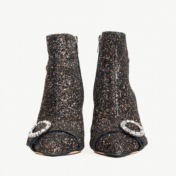 Jimmy Choo Hanover 65 Amethyst Mix Twinkle Glitter Buckled Booties - Picture 2 of 11